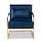 Baxton Studio Mira Navy Blue Velvet Upholstered Gold Finished Metal Lounge Chair 160-9926 - alternate 5